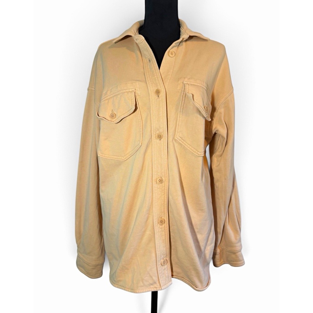 Wilfred Free Aritizia Beige Organic Cotton Collared Shacket Shirt Oversized S
